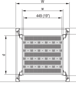 19" полка стационарная 1U 75 кг. 600W 500D RAL7021
