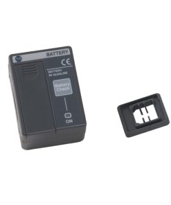 Portable 9V alkaline battery charger with a separate clip/plug-in adapter nearby