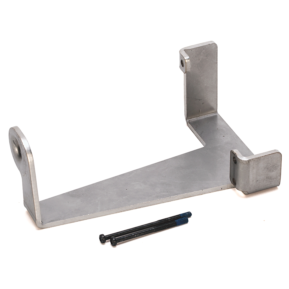 Metal L-shaped mounting bracket with two vertical supports and mounting screws