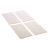 Four white rectangular plastic panels with a small raised lip along one edge, arranged on a white background