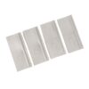 Four gray plastic tabs with upward pointing arrows, arranged diagonally.