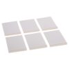 Six identical white square plastic tiles arranged in two rows of three on a light background
