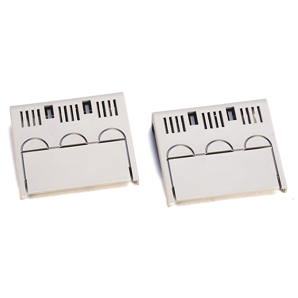 Two gray SIM card adapters on a white background, each with finger-grip indents and slot openings on top of the body.