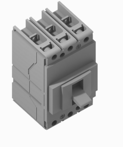 Three-pole circuit breaker module with a manual toggle handle on the front