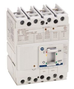 Single-pole miniature circuit breaker (MCB) with switch in OFF position, white body, used in electrical panels.