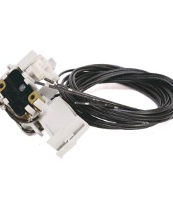 Wiring harness with white connector and long black cables attached to a small circuit module.
