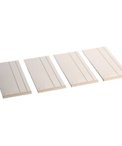 Set of four cream-colored rectangular panels with vertical grooves, laid out in a row on a white background