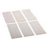 Six white rectangular plastic panels with two parallel grooves along their length, arranged on a white background.