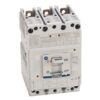 Front view of a white molded-case circuit breaker with an ON/OFF toggle handle, used to protect electrical circuits.