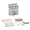 ABB miniature circuit breaker with installation accessories (rails, plates, screws) for mounting and wiring