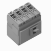 Four-pole electrical distribution module with a front-side switch and screw terminals