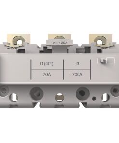 Circuit breaker module with three terminals and amp ratings: I1 (40°) 70A and I3 700A, In=125A labeled on top slot