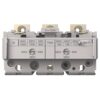Two-pole circuit breaker with IN=125A rating and adjustable trip dials marked MAX/MED/MIN