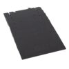 Flat black plastic mounting tray with circular cutouts along one edge, likely used to hold or organize components