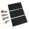 Set of three black rectangular panels with four metal mounting tabs for electrical connections