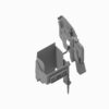Industrial clamp/press assembly with a tray-like receptacle and a movable lever arm for gripping components