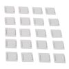 Twenty small white plastic rectangles with side grips arranged in a grid.