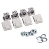 Set of four white push-button switches with metal screw-terminal blocks, plus screws and washers