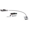 Electrical installation kit: cable-connected sensor module with mounting hardware and assorted fasteners on a white background