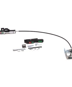Electrical installation kit: cable-connected sensor module with mounting hardware and assorted fasteners on a white background