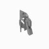 Gray 3D model of a mechanical linkage with levers mounted on a rectangular plate.