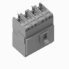 Four-pole miniature circuit breaker with a side toggle lever, used to protect electrical circuits.