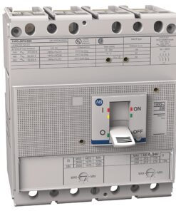 ABB 4-pole circuit breaker with ON switch, mounted in a distribution panel