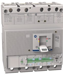 ABB molded‑case circuit breaker with large toggle switch and status indicators on a gray control panel