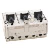 Three-pole electrical contactor module with three black lever contacts and adjustable trip indicators labeled MAX MED MIN on a light gray chassis, viewed from an angle.