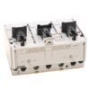 Three-section electrical breaker/contactor with three switch levers and rating labels on the front panel.