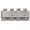 Modular circuit breaker block with two adjustment dials and terminal connectors on top and bottom.