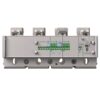 Industrial electrical control module on a DIN rail with green terminal blocks and 'In=~250A' label (front view).