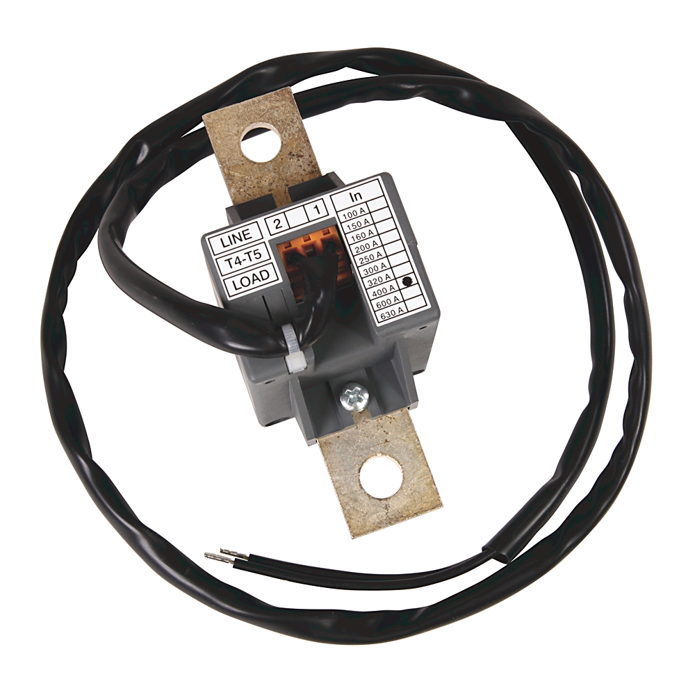 Inline electrical circuit breaker with two black leads and mounting strap