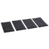 Four black rectangular panels laid in a row, with seam lines visible, on a white background.