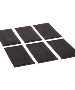 Six black rectangular panels laid out in two rows of three on a white background, each with subtle seam lines and edges visible.