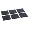 Six dark gray square interlocking floor tiles arranged in two rows of three on a white background.
