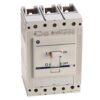 Three-pole industrial circuit breaker with a vertical toggle switch labeled ON/OFF