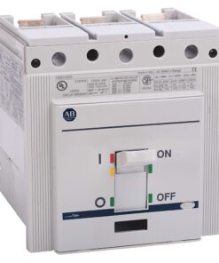 White AB-brand miniature circuit breaker with an on/off toggle, showing red, yellow, and green rating indicators on the front panel. Appears as a protective electrical device with visible top terminals.