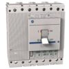 Industrial circuit breaker with a large switch lever, colored on/off indicators, and terminal block at the bottom.