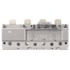 Front view of a gray electrical breaker module with multiple terminals and mounting lugs