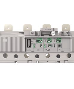 Industrial control module with green terminal blocks and mounting lugs, used in electrical cabinets.