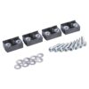 Set of four black plastic mounting blocks with threaded metal inserts, plus screws and flat washers.