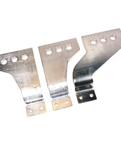 Three metal blades with three circular holes along the top edge and two mounting holes at the base, arranged in a row for mounting to equipment.
