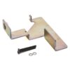 Metal mounting bracket with screws and washers, likely a hardware mounting kit used to secure components.