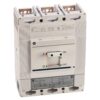 White industrial circuit breaker with a central ON/OFF switch and terminal block on top, labeled indicators visible on the front panel