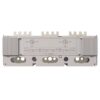 Two-pole electrical distribution module with large terminal openings and labeling for high-current connections (630 A). Accessible handles on either side suggest grounding or mounting points.