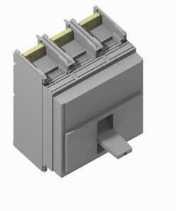 Three-pole electrical switch/breaker module with a front operating handle and three terminal blocks on top.