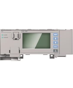Medical device control module with a small LCD screen and vertical blue buttons (up, down, ESC, test) on the right side