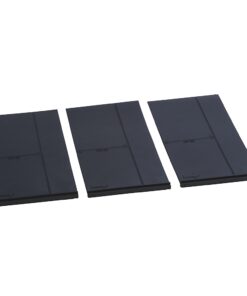 Three dark gray rectangular panels laid in a row on a white background.