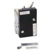 Industrial relay module for 110–120V control, with metal body, black front panel, and labeled identification stickers.